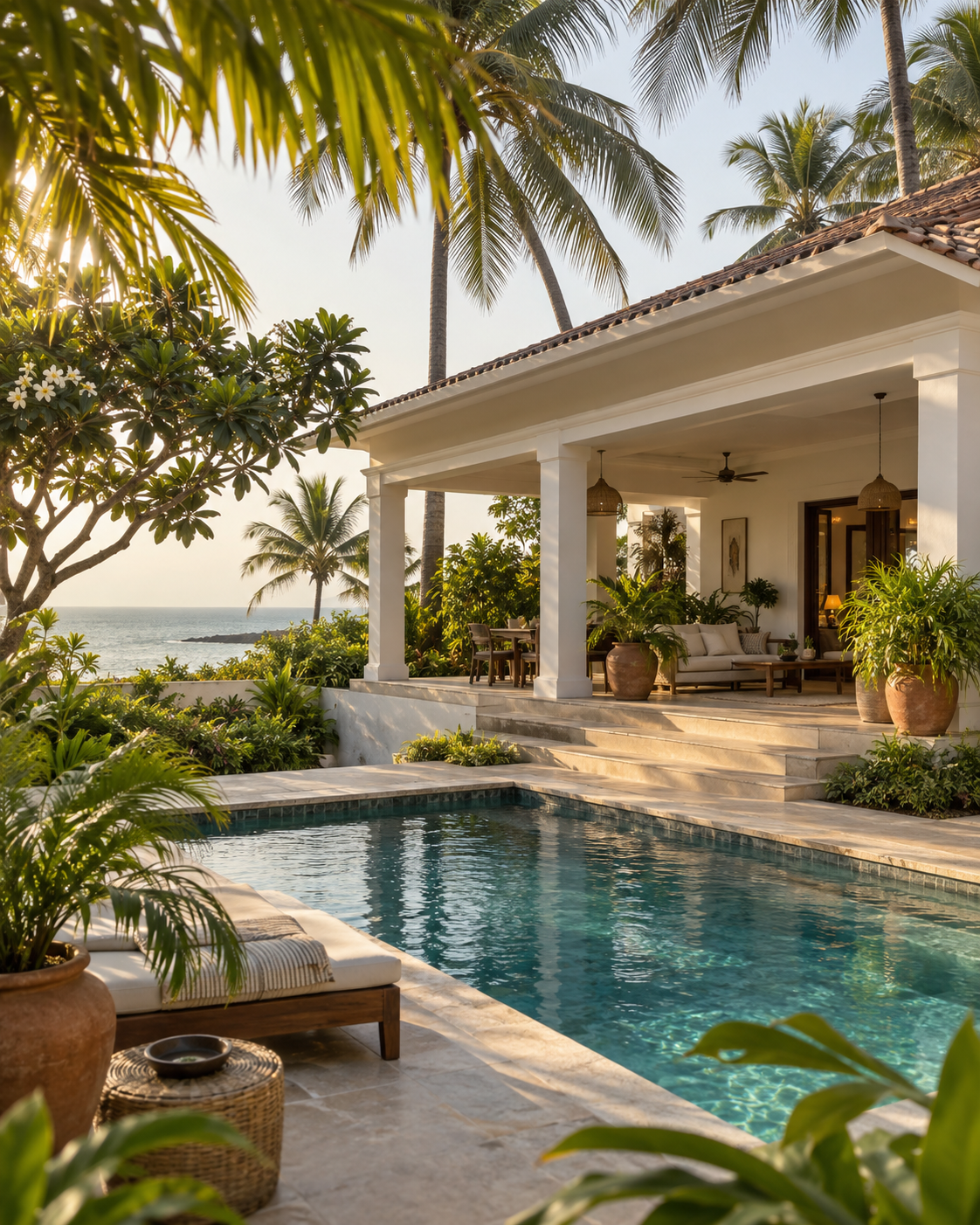 Coastal villa and swimming pool in Alibaug