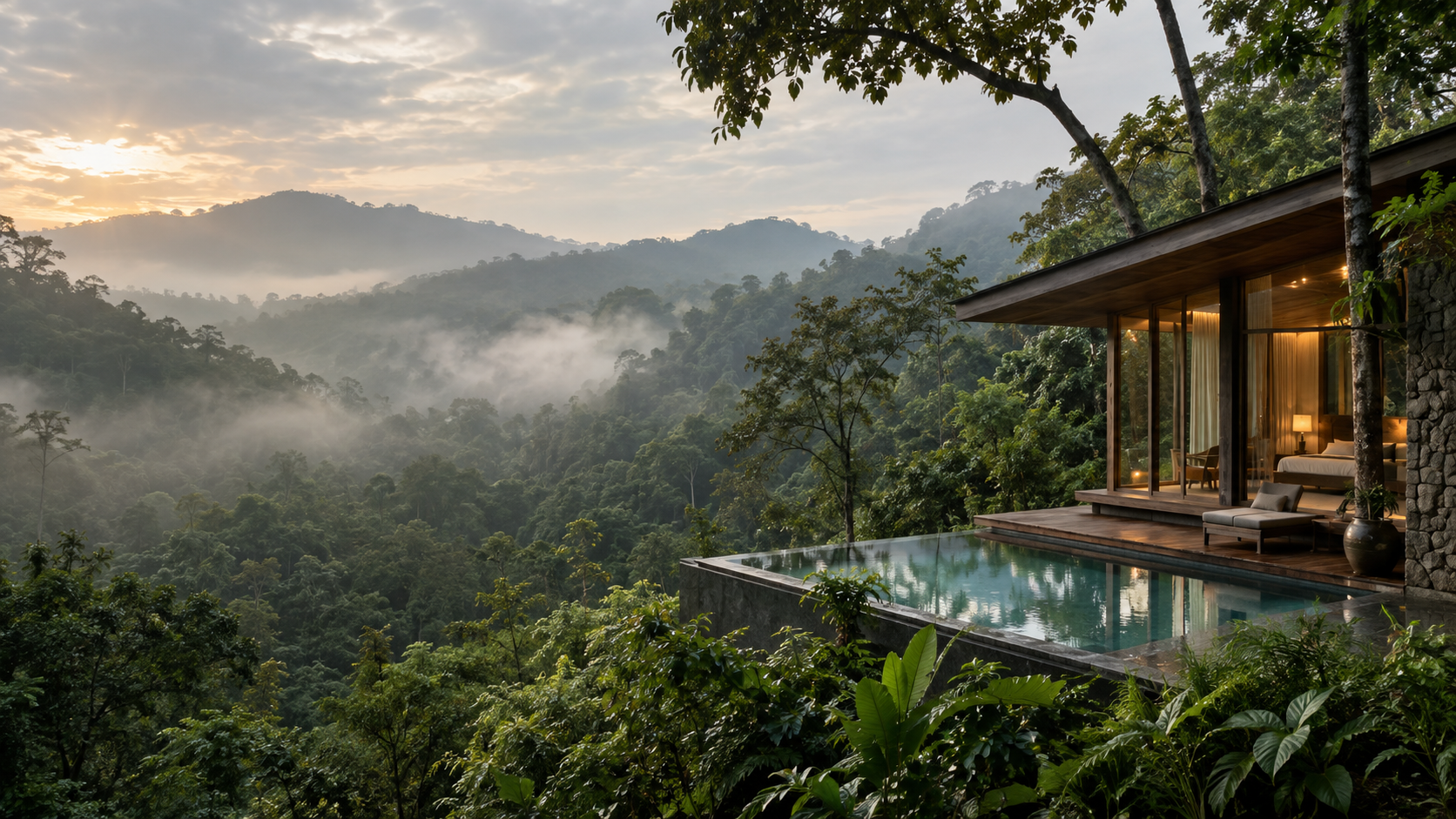 Forest home overlooking misty Coorg hills